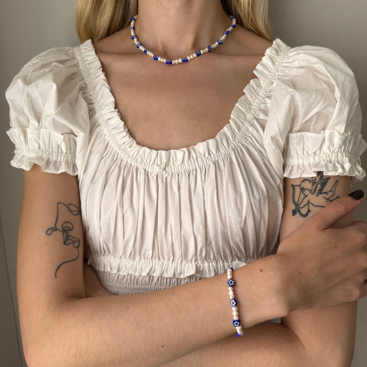 Leila Necklace - Blue Flowers