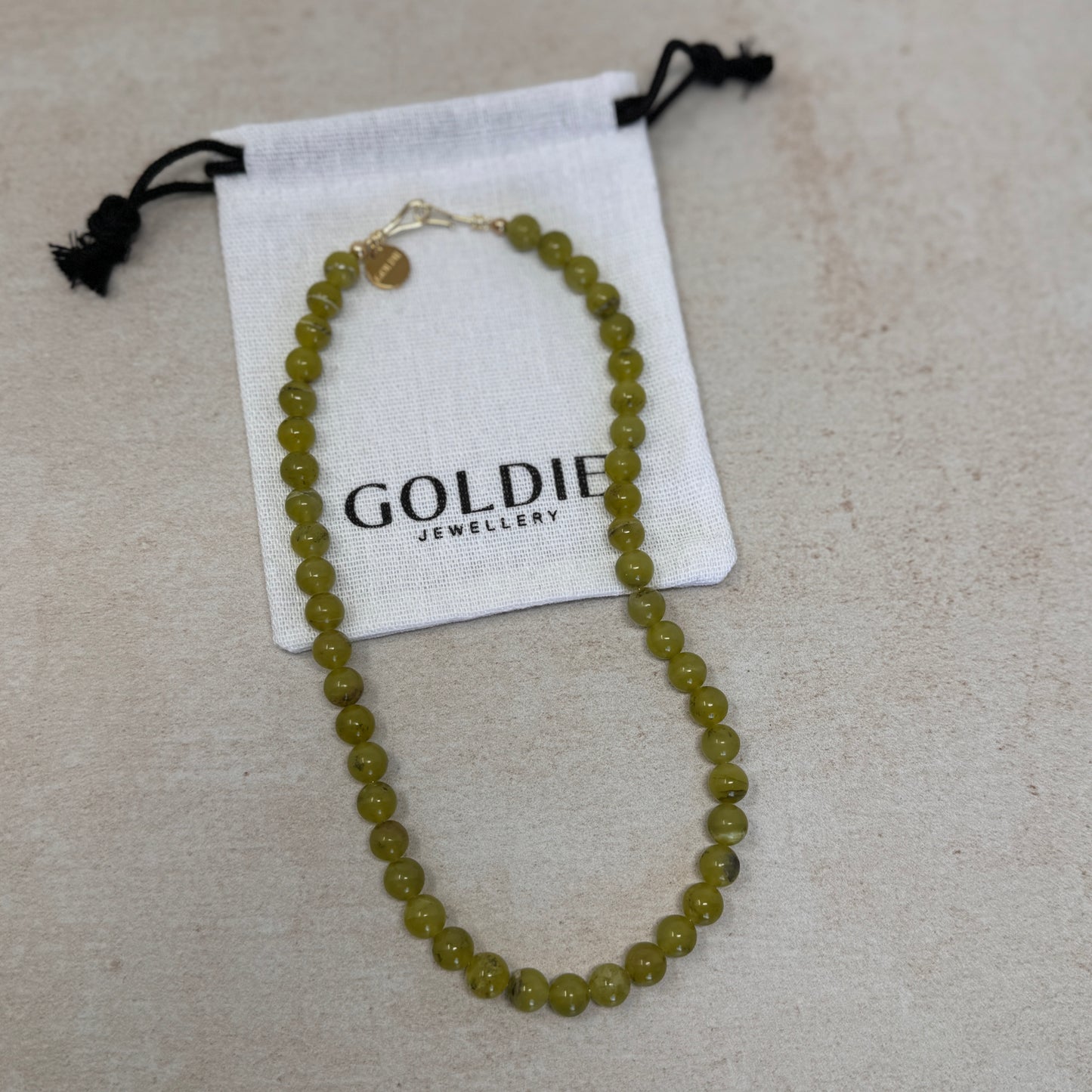Camille Necklace - Olive Jade