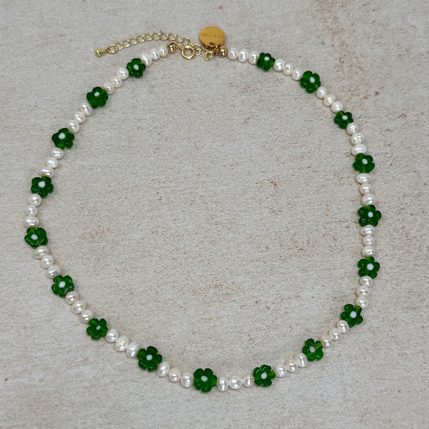 Leila Necklace - Green Flowers