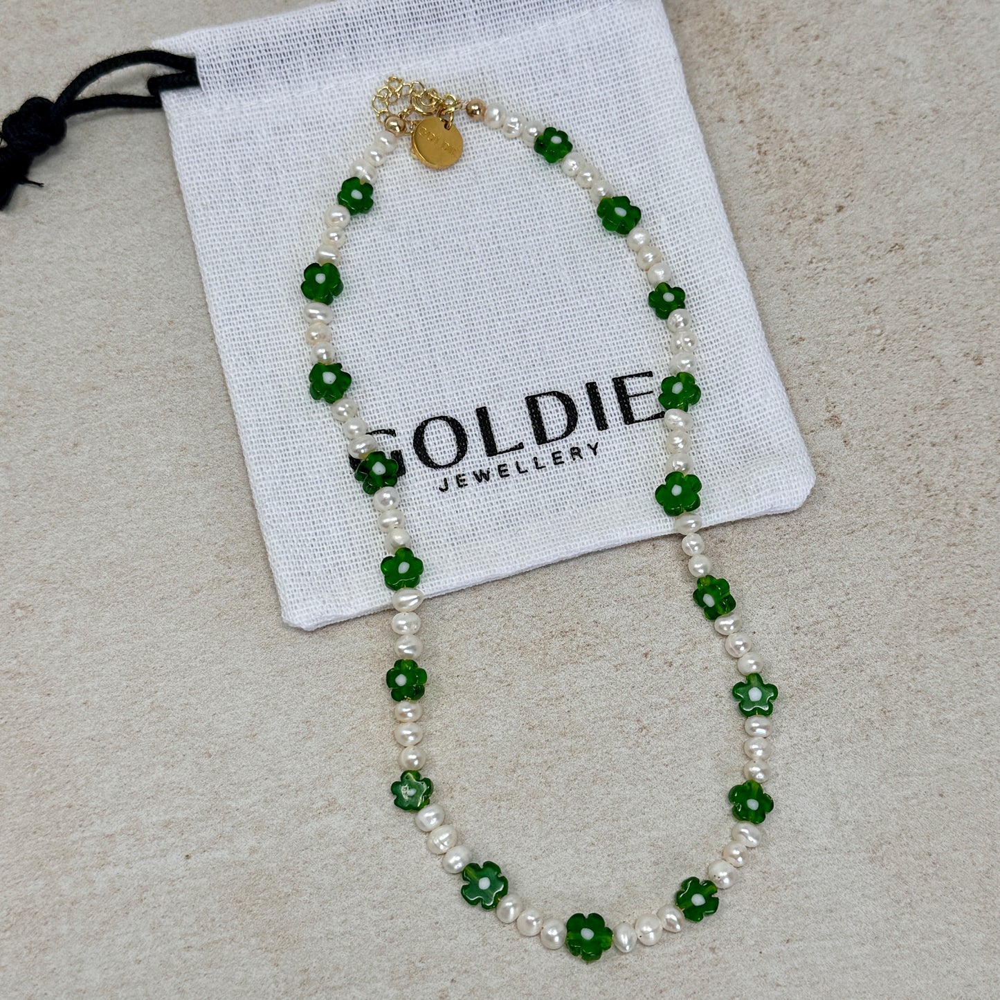 Leila Necklace - Green Flowers