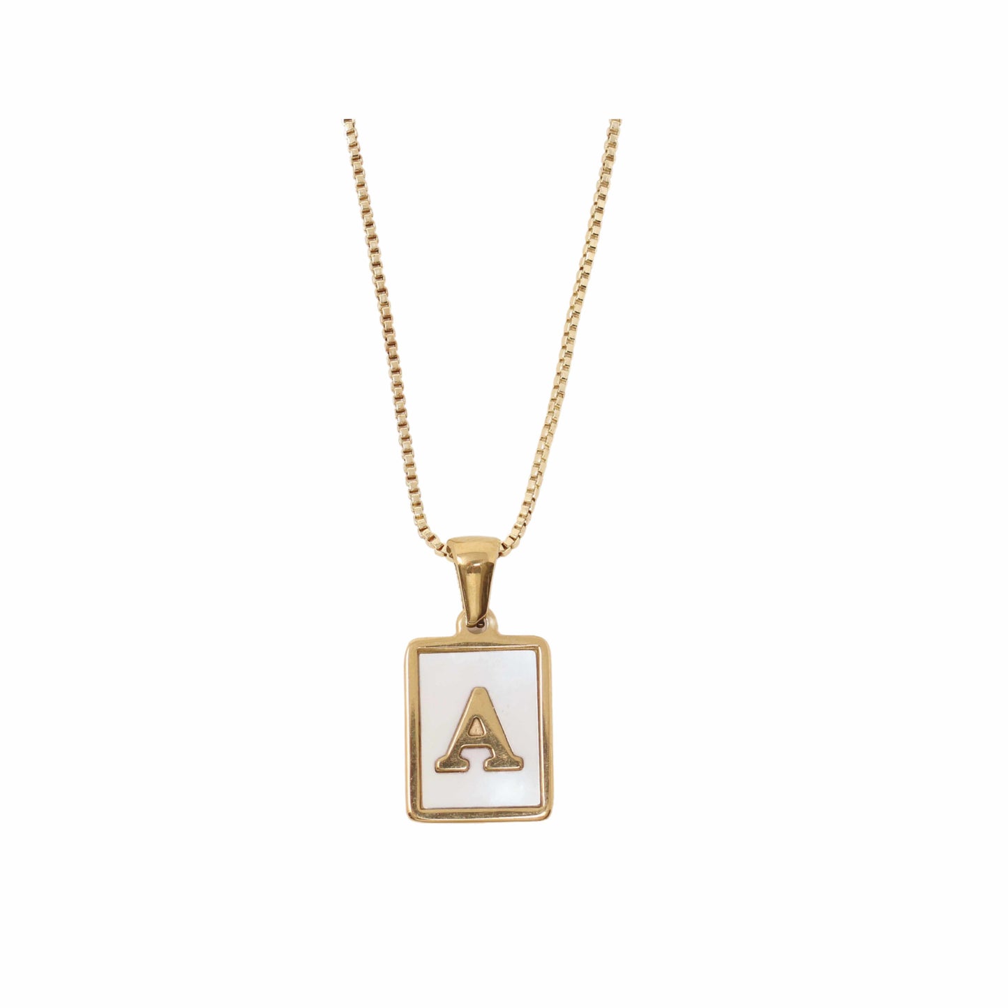 Initial Mother of Pearl Tag Necklace