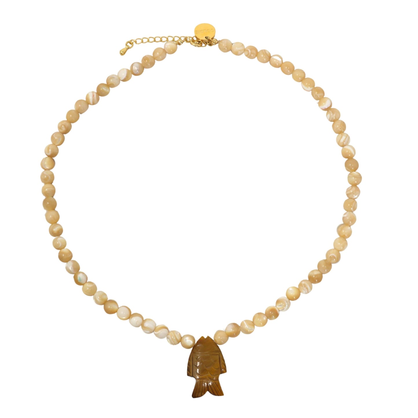 Tigers Eye Fish Necklace with Mother of Pearl Gemstones