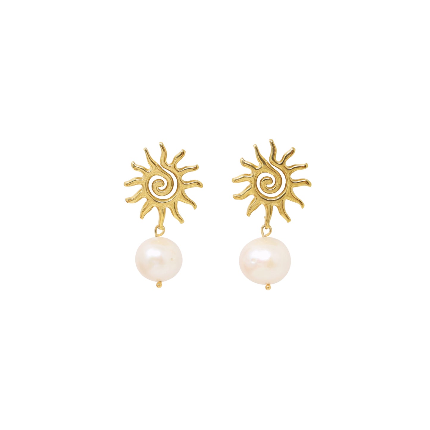Spiral Sun Pearl Studs