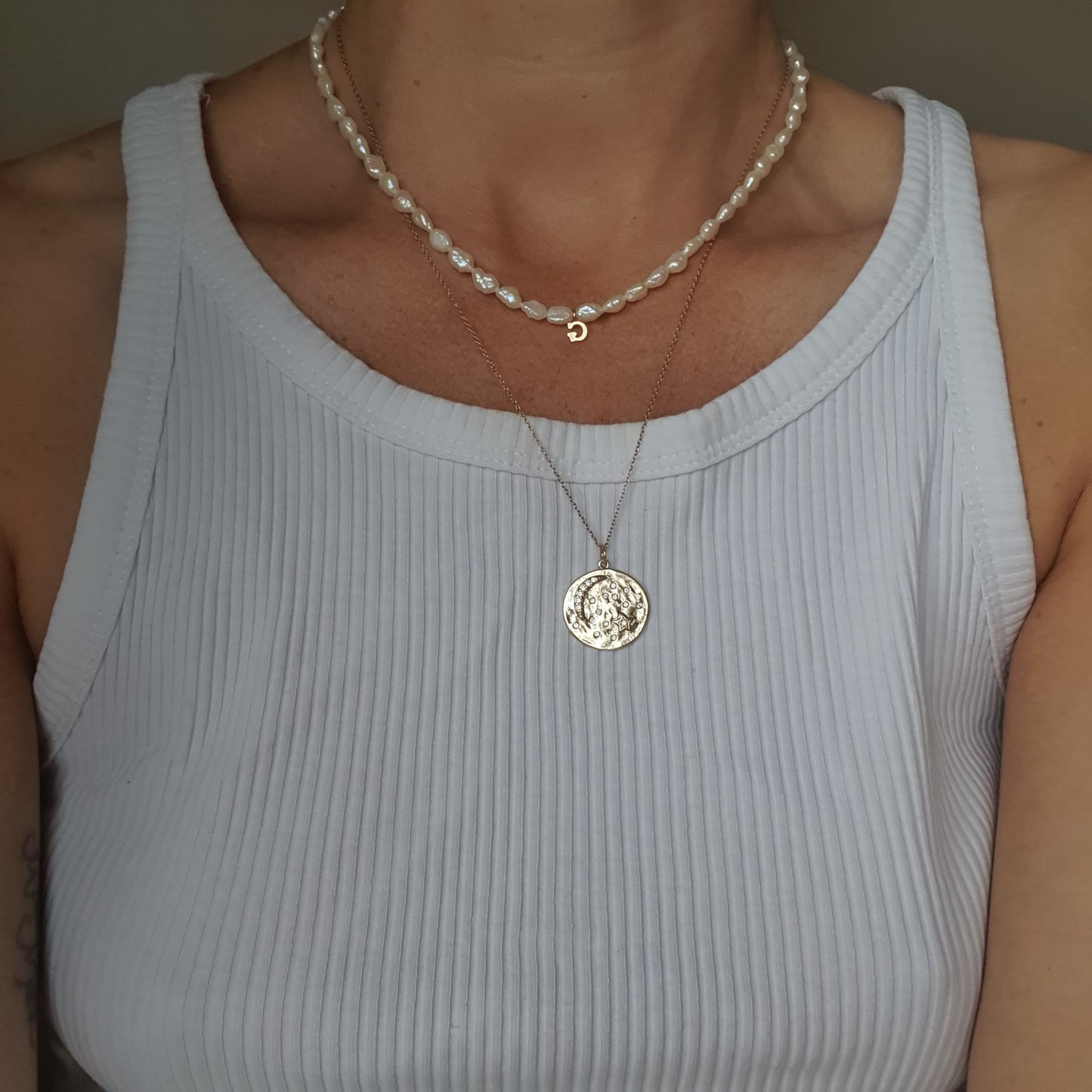 Gold Mermaid Pearl Name Necklace