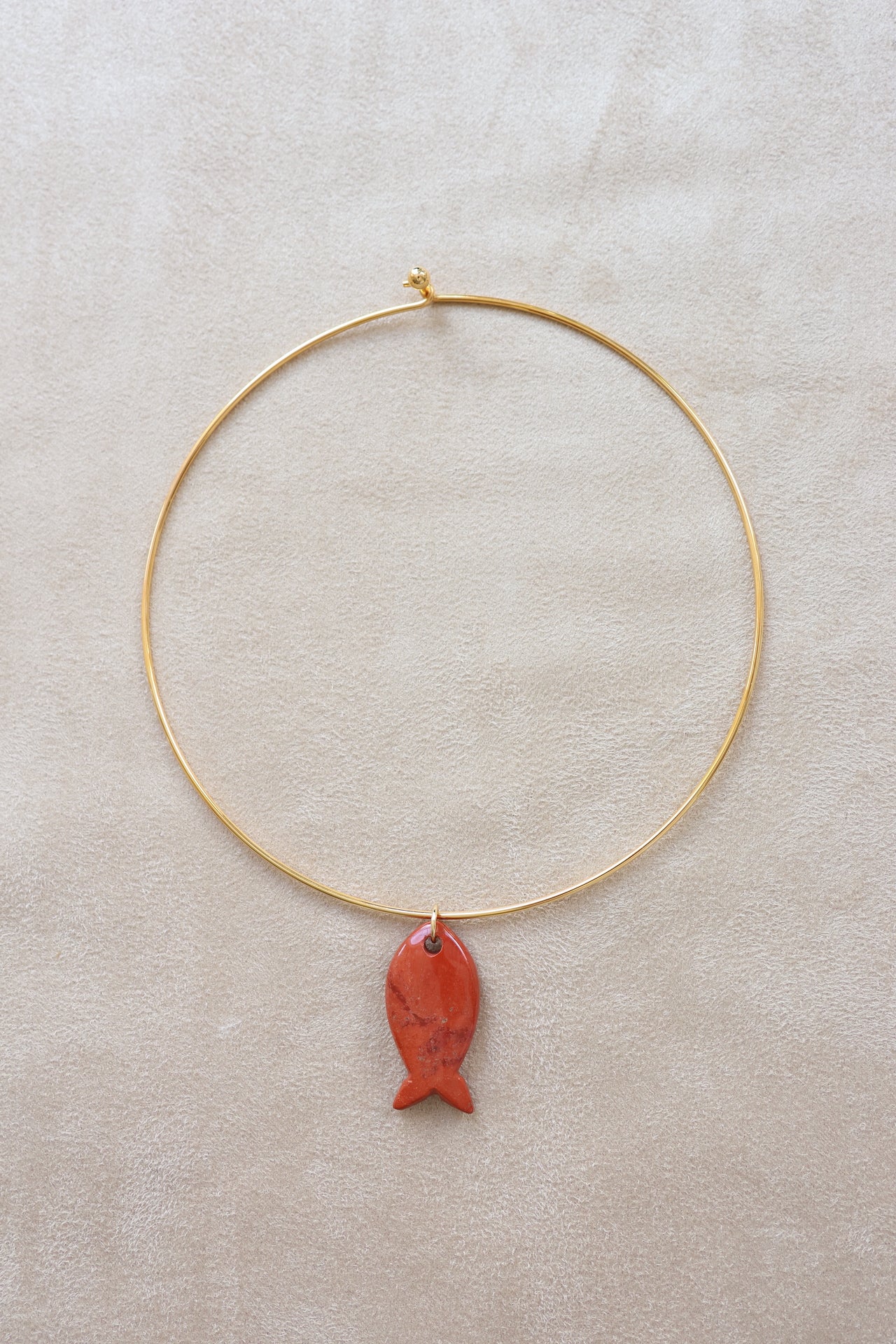 Fish Wire Necklace - Red Jasper