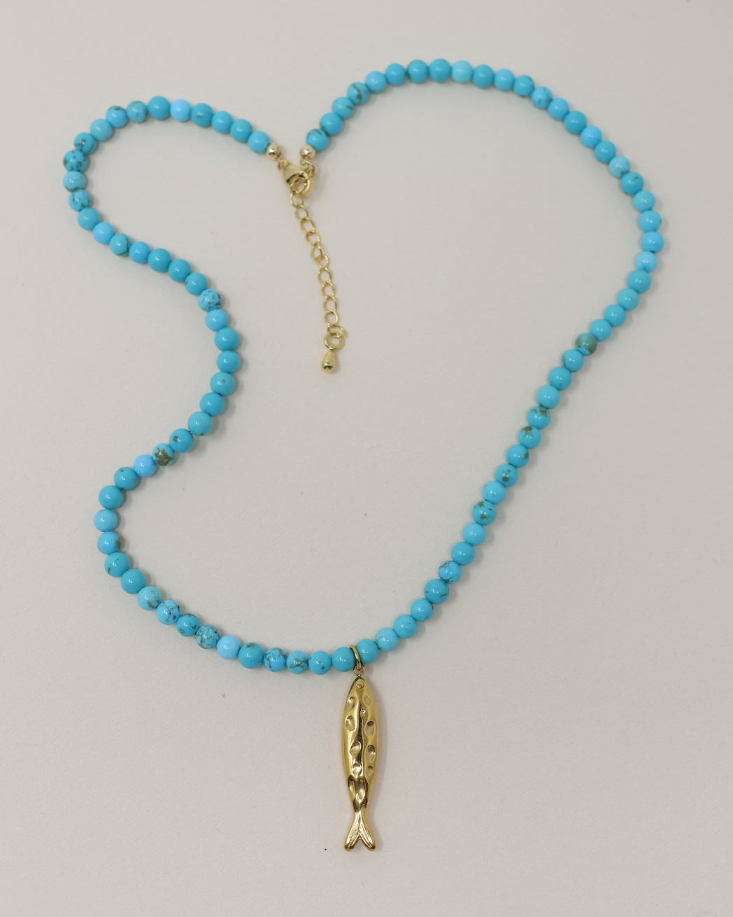 Fish Charm Beaded Necklace - Tirquoise