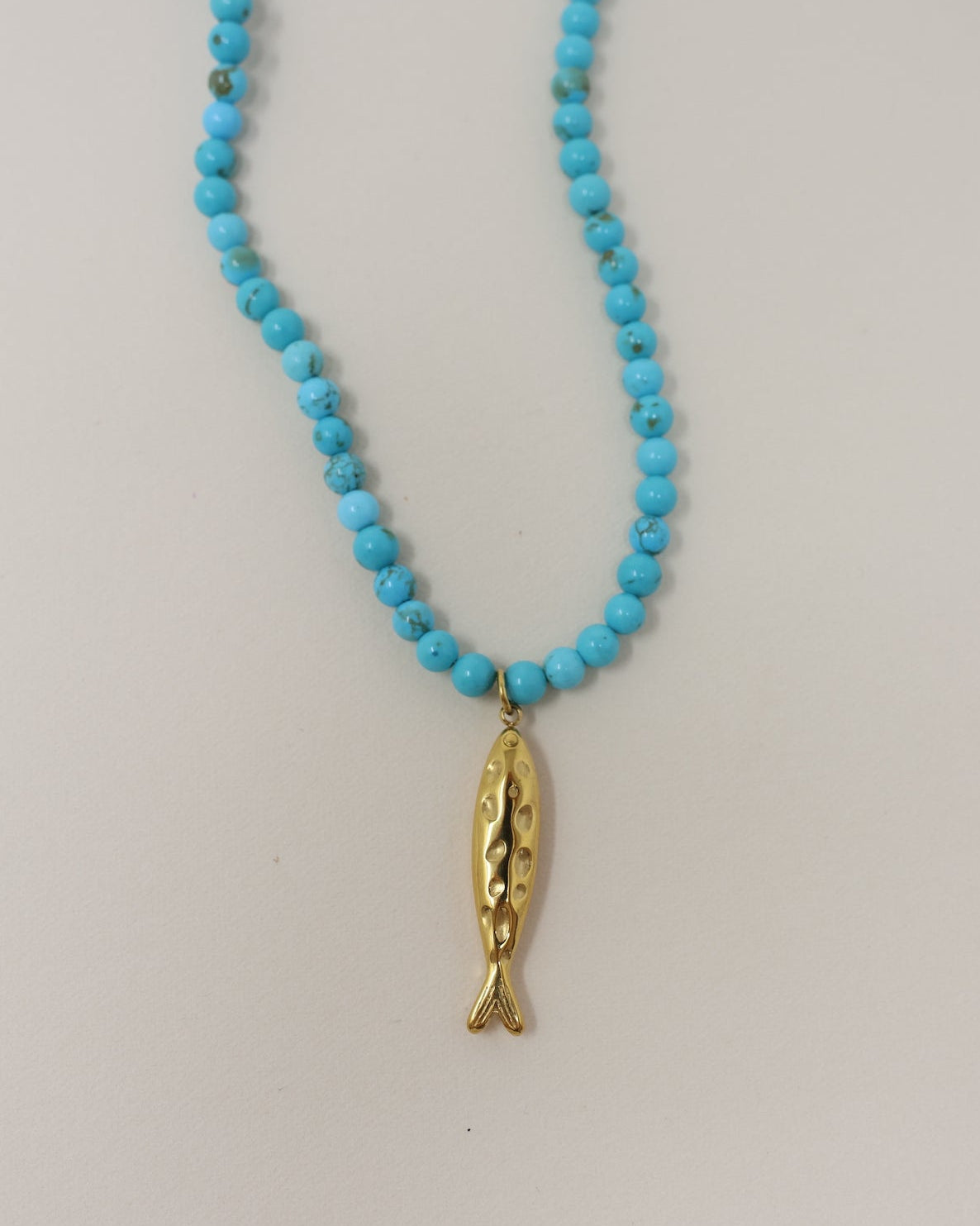 Fish Charm Beaded Necklace - Tirquoise