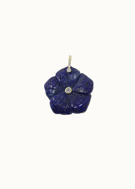 Rose Quartz Flower Charm - Lapis