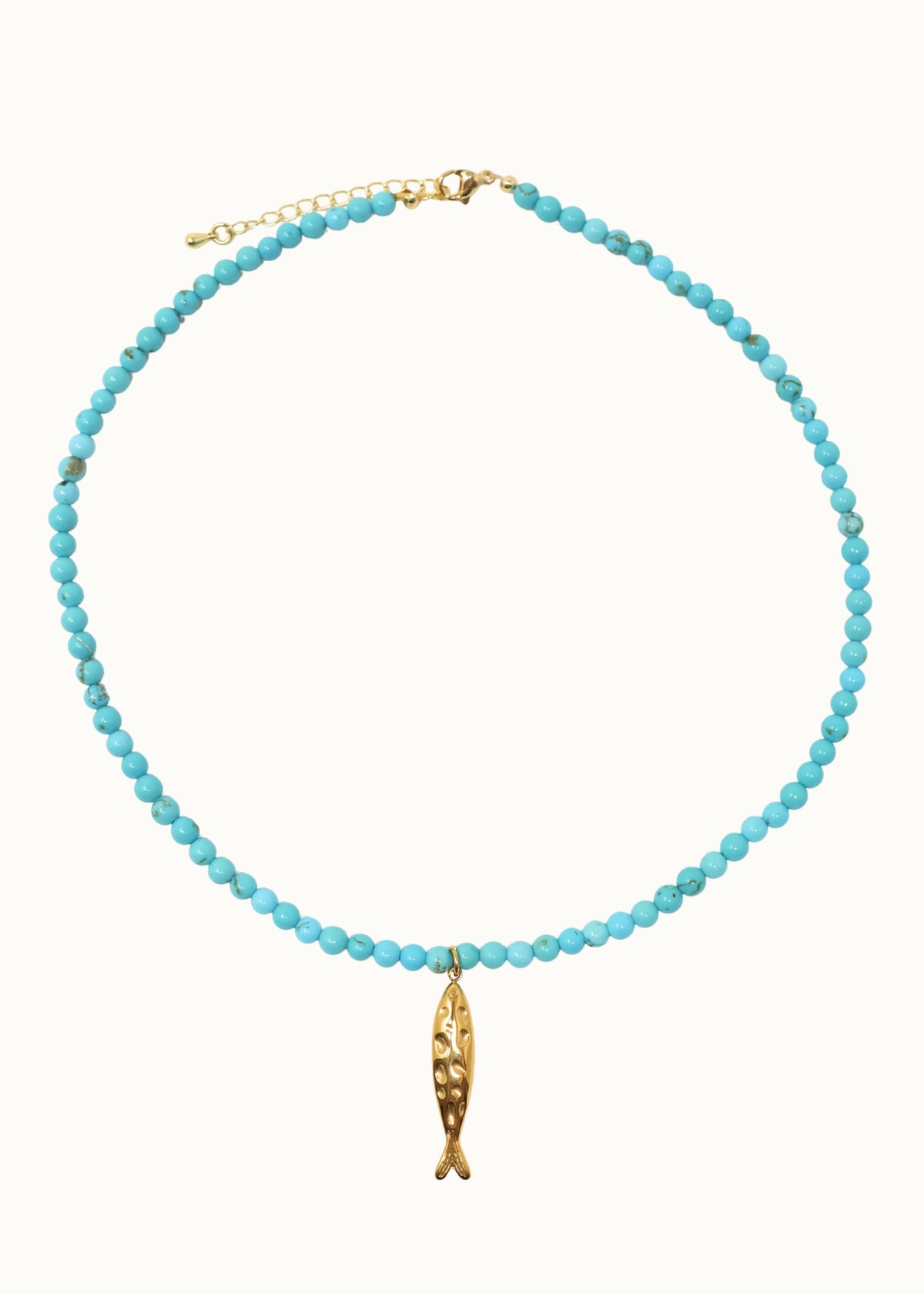 Fish Charm Beaded Necklace - Tirquoise