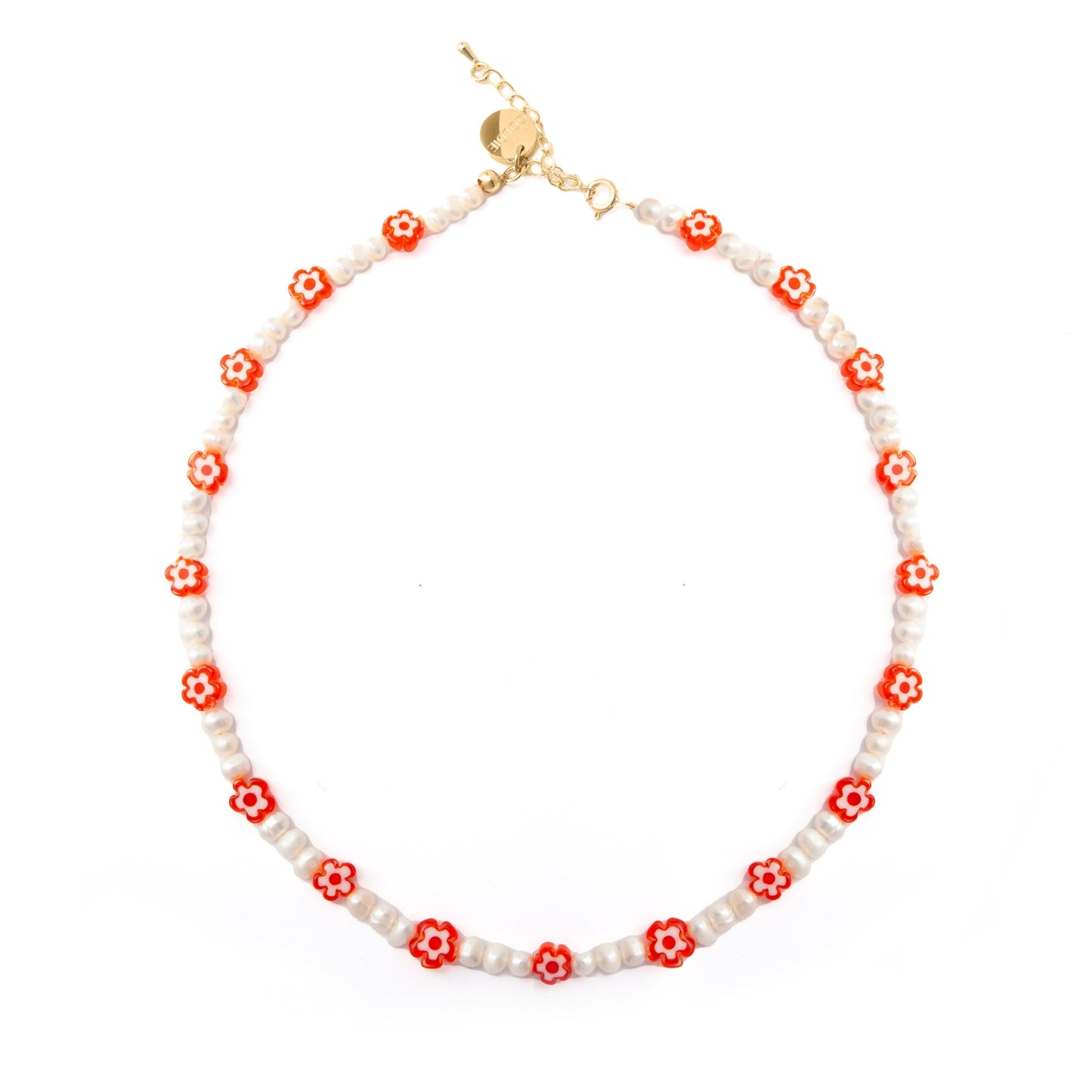 Leila Necklace - Pop Red Flowers