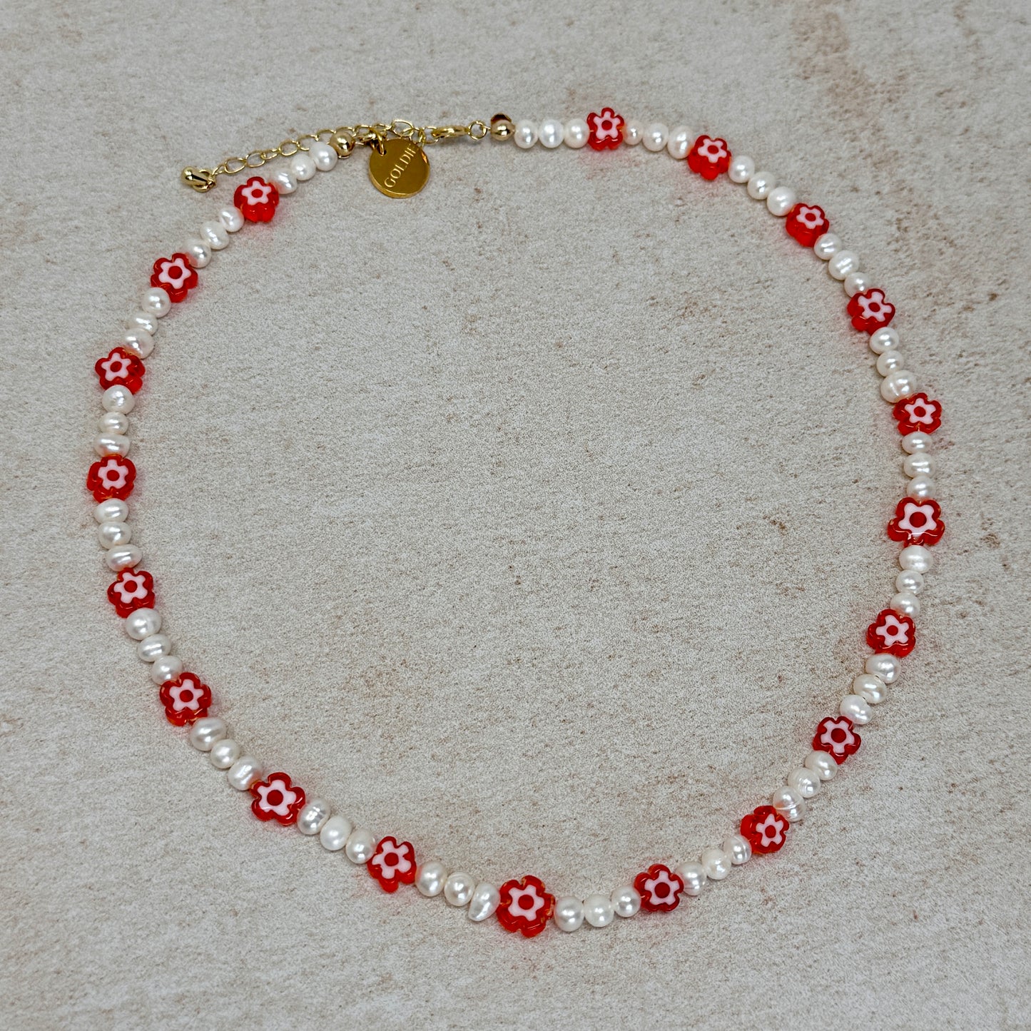 Leila Necklace - Pop Red Flowers