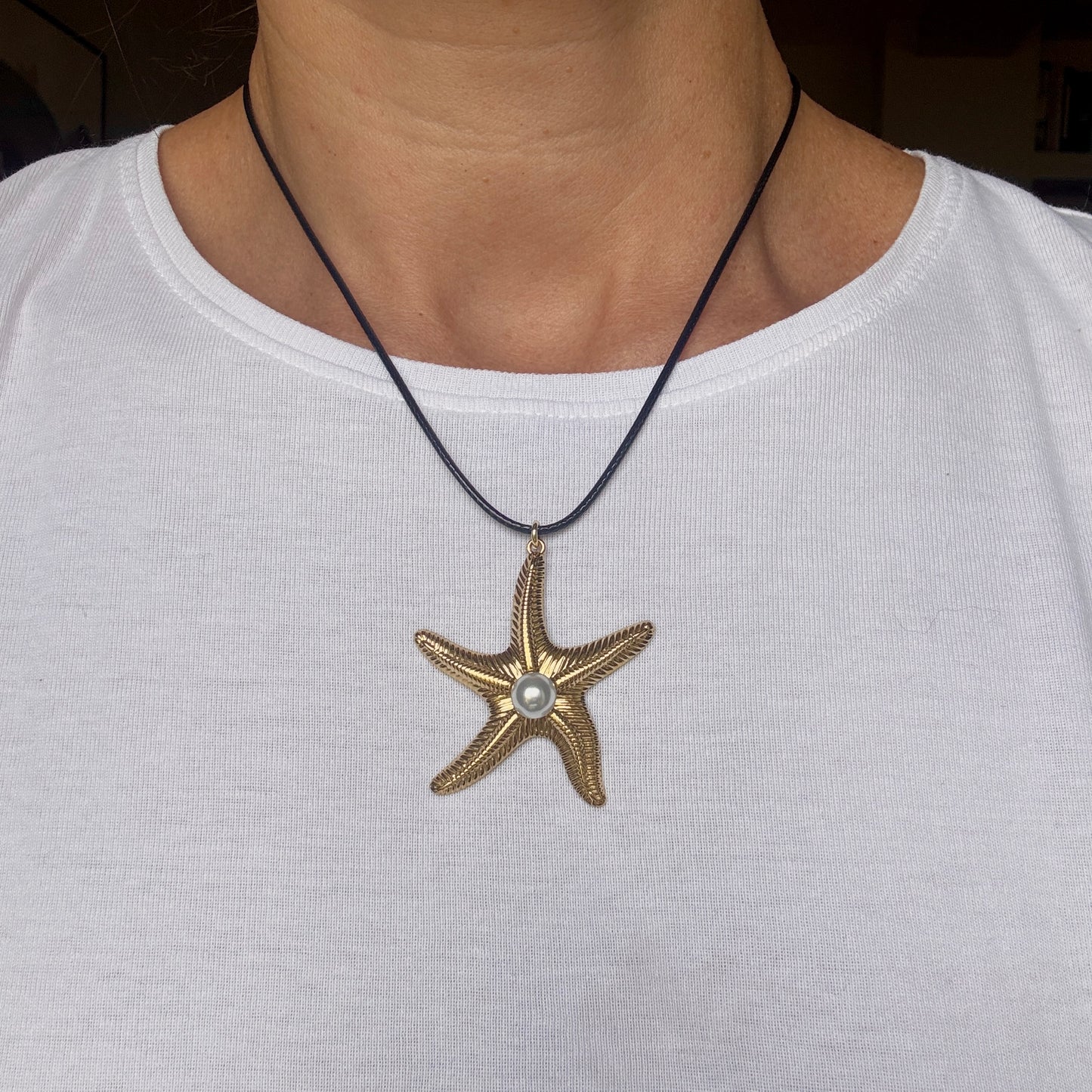 Pearly Starfish Cord Necklace