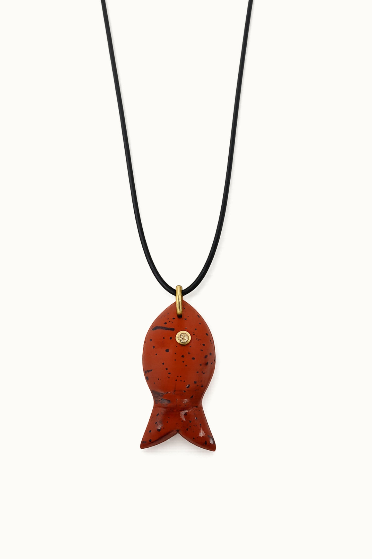 Gemstone Fish Cord Necklace - Red Jasper