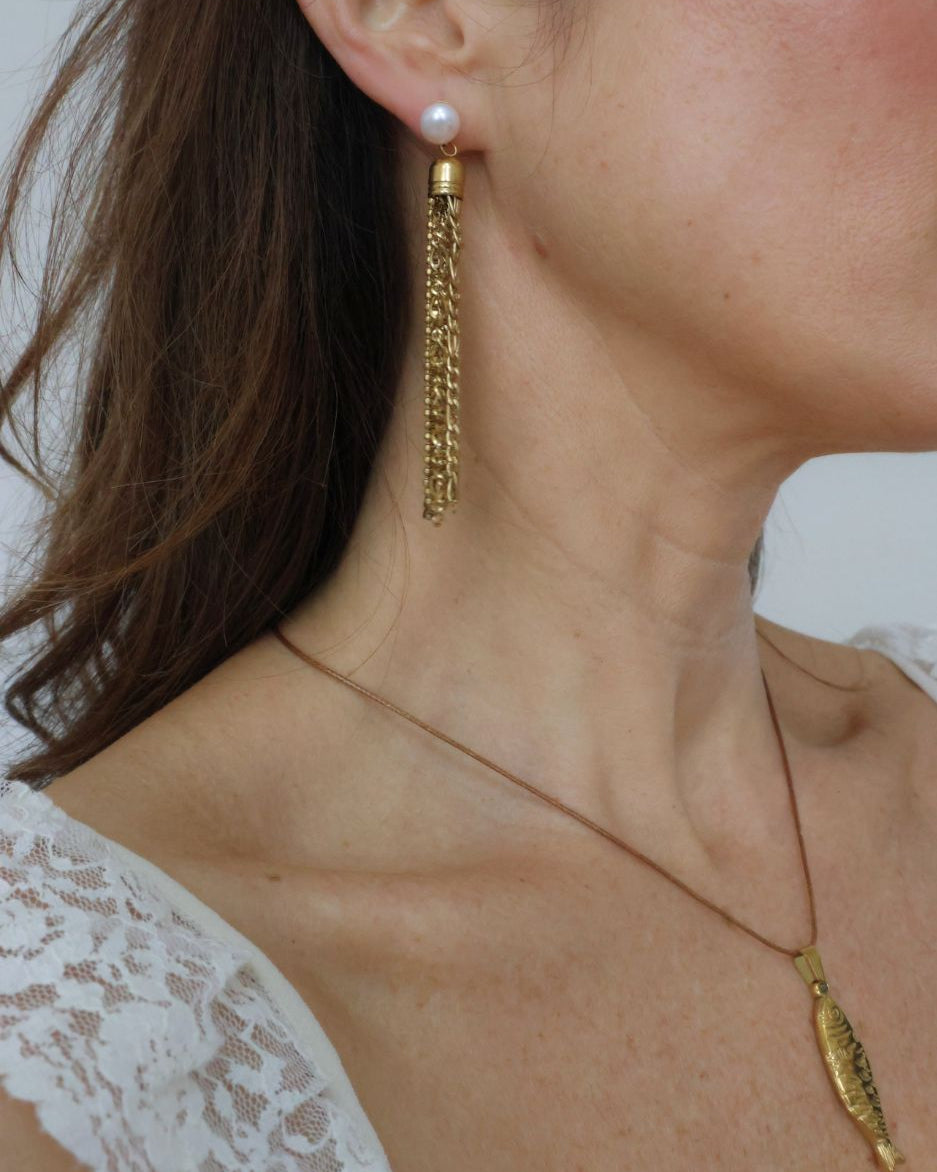 Esme Pearl Tassel Earrings