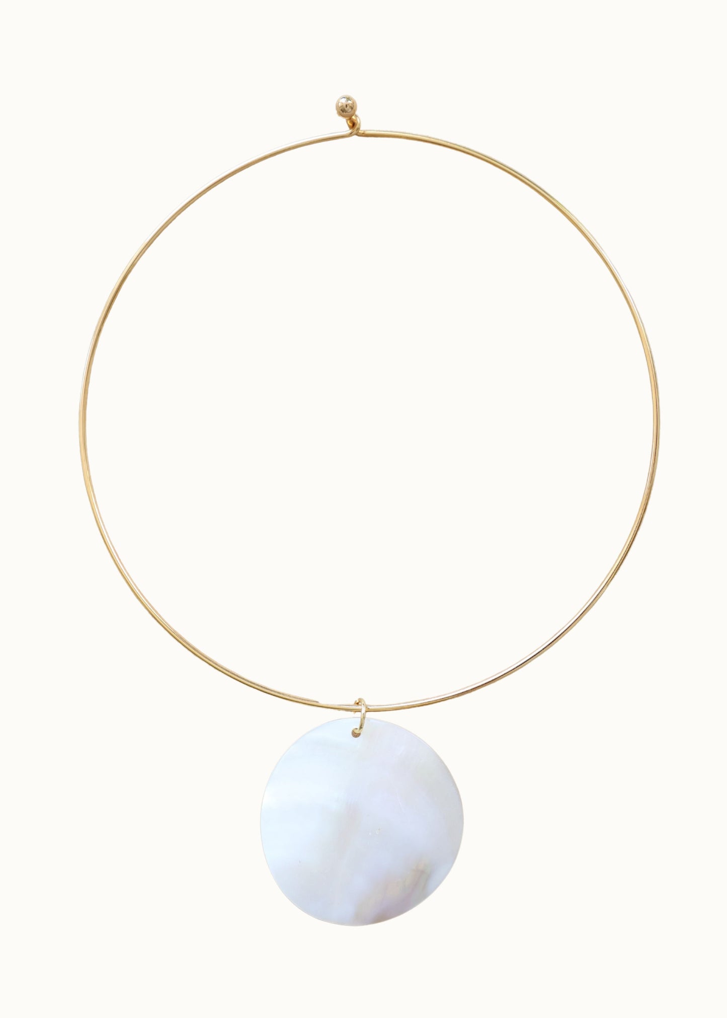 Mother of Pearl Disc Wire Necklace