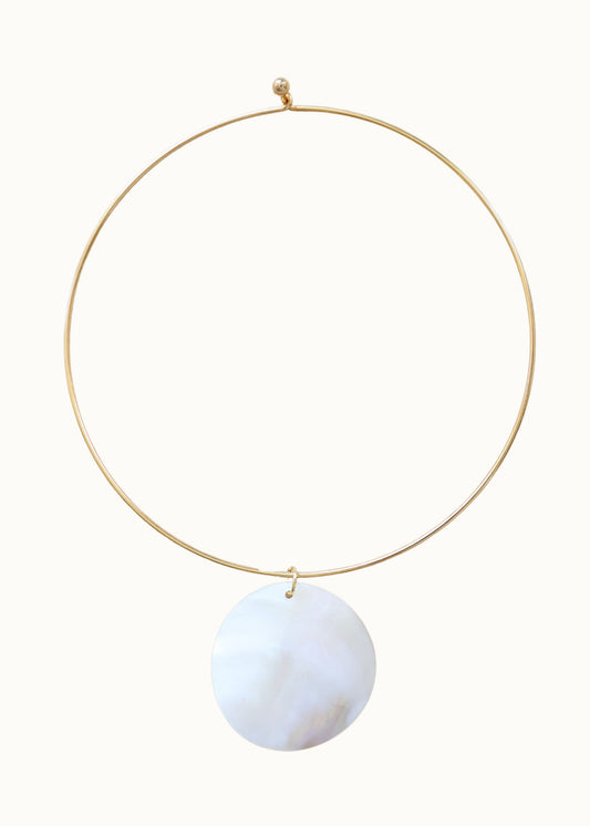 Mother of Pearl Disc Wire Necklace
