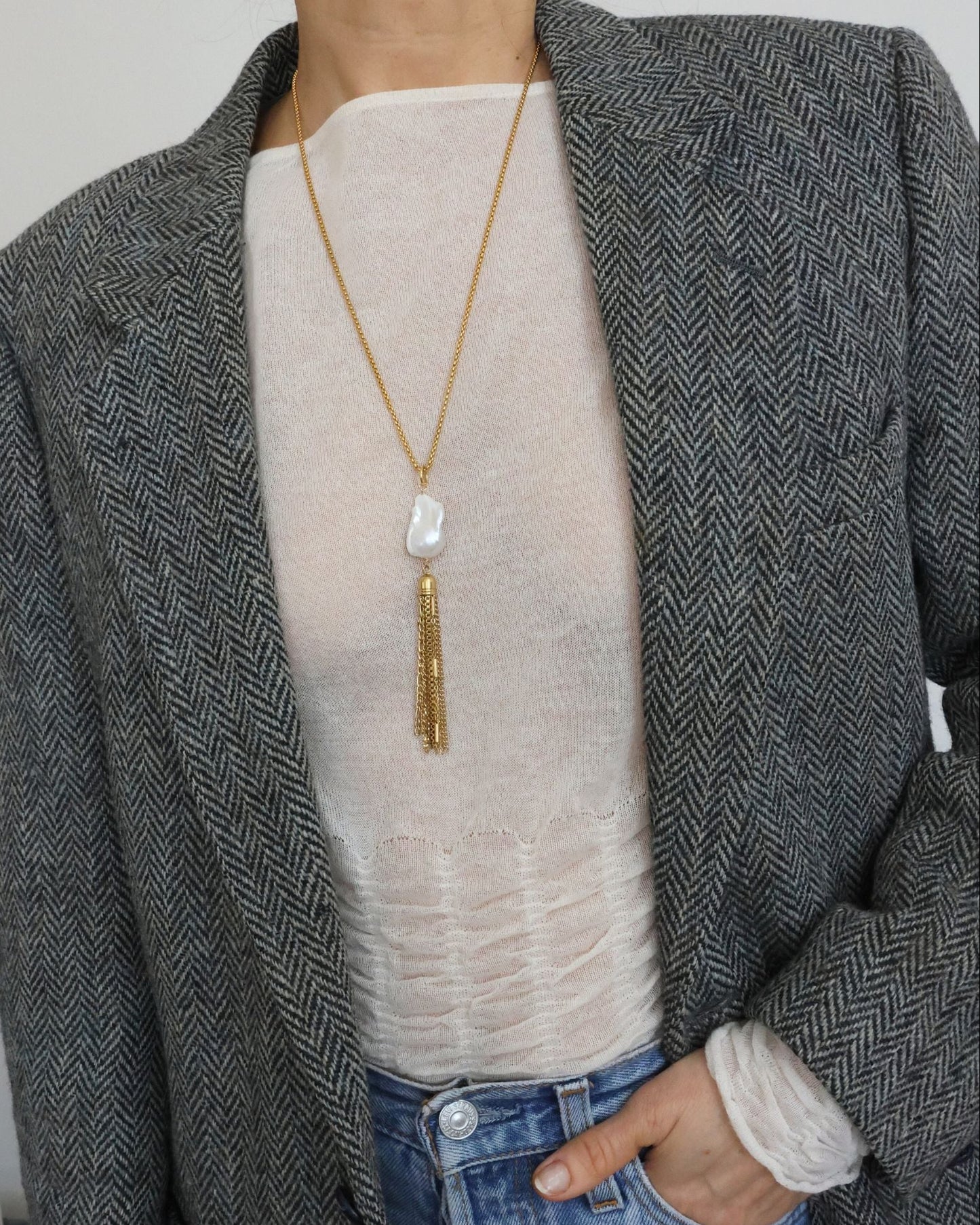 Esme Pearl Tassel Necklace