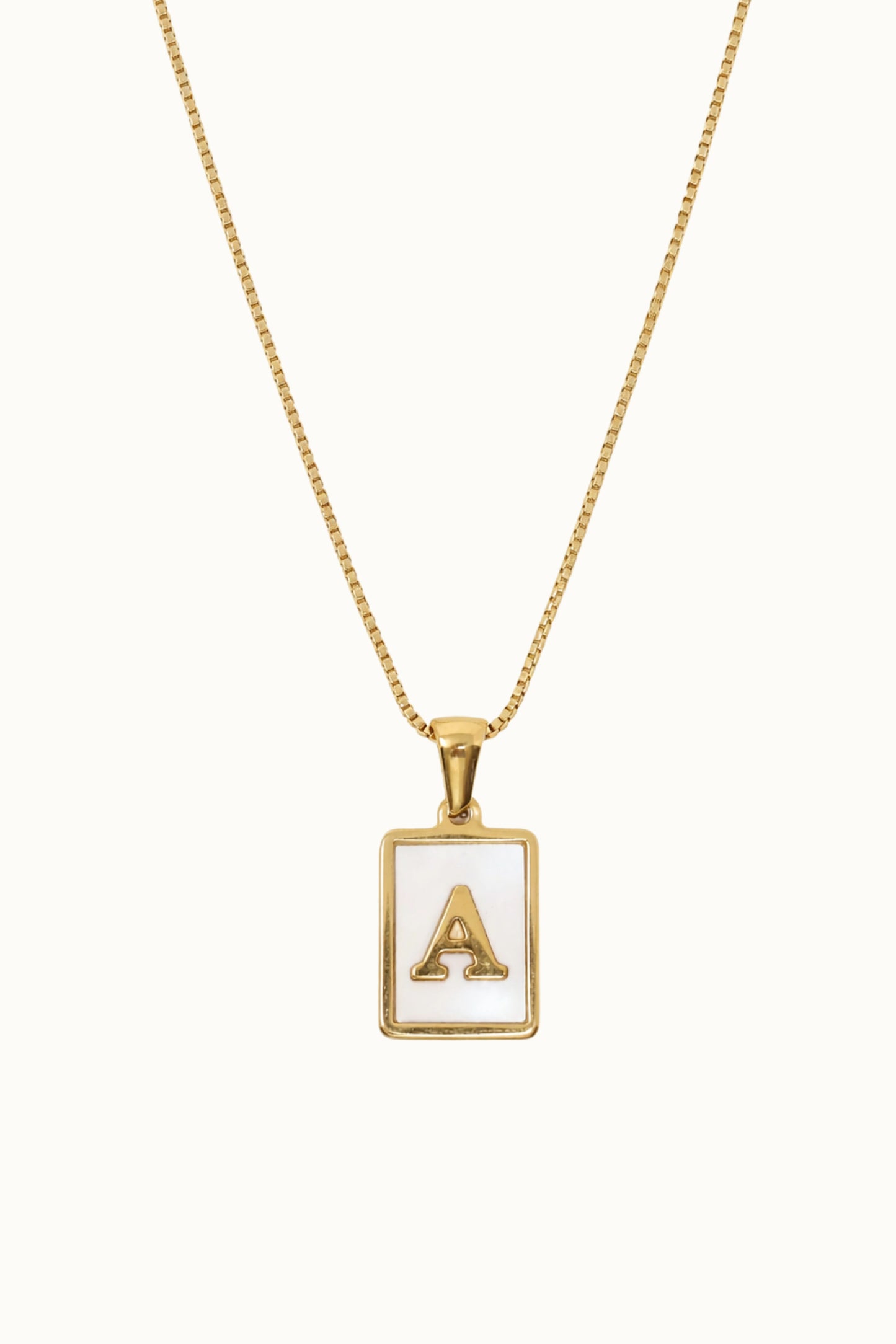 Initial Mother of Pearl Tag Necklace