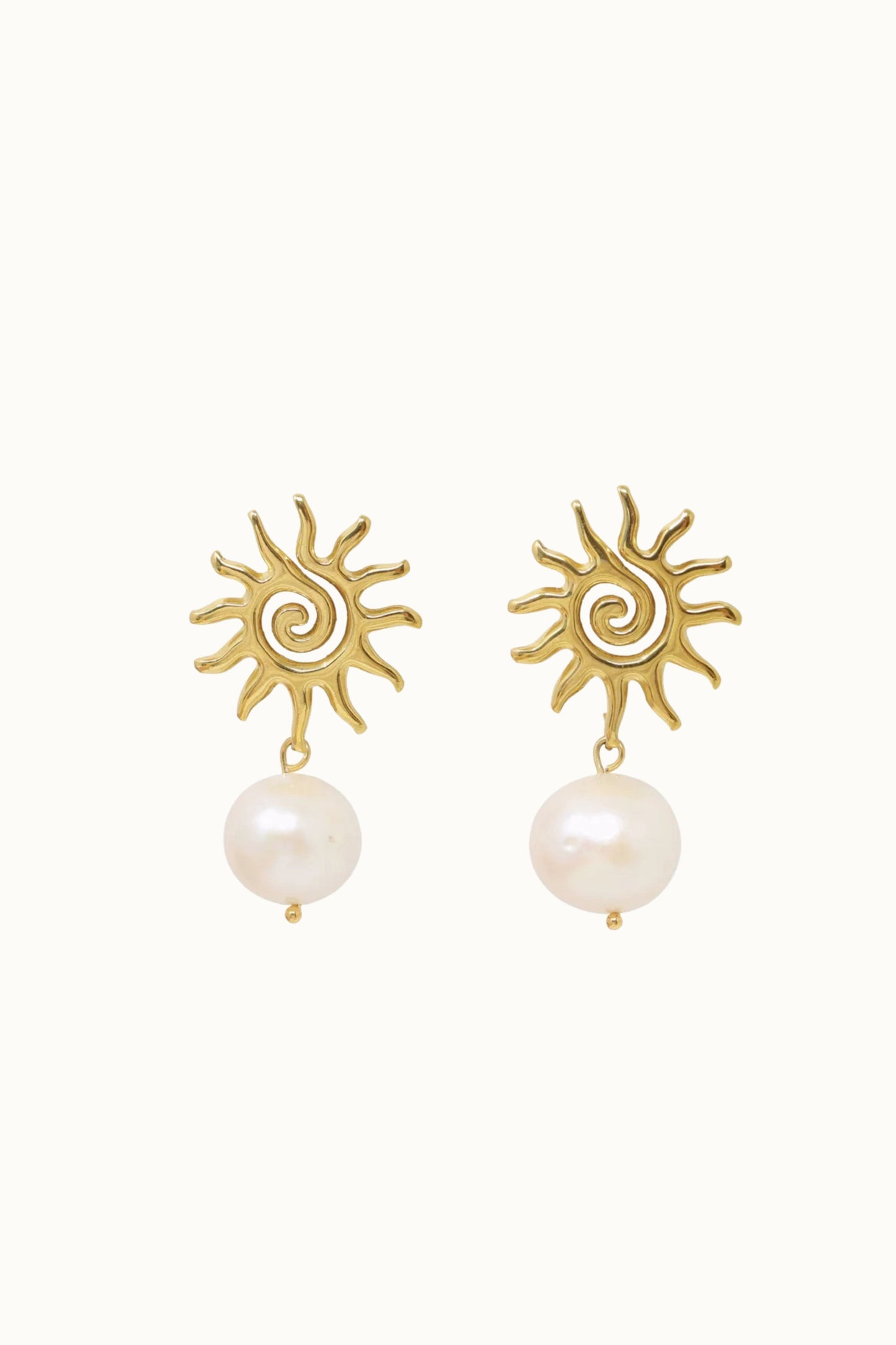 Spiral Sun Pearl Studs