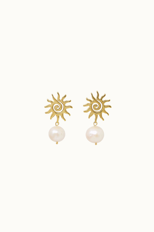 Spiral Sun Pearl Studs