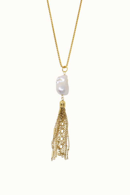 Esme Pearl Tassel Necklace